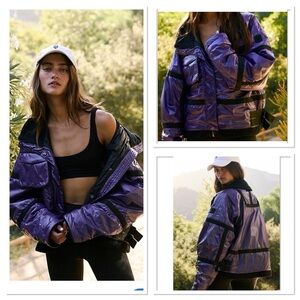 Free People Vagabond Fleece Collar Bomber Jacket